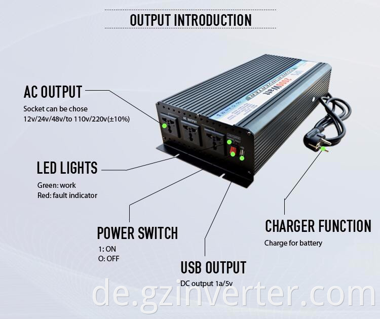 dc to ac power inverter with battery charger